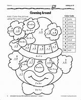 Math Clown Subtraction Colouring Printable Clowning Worksheeto Scholastic sketch template