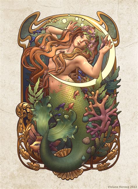 mermaid art nouveau  viviane herzog rpopartnouveau