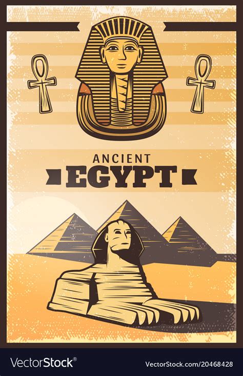vintage colored travel egypt poster royalty  vector