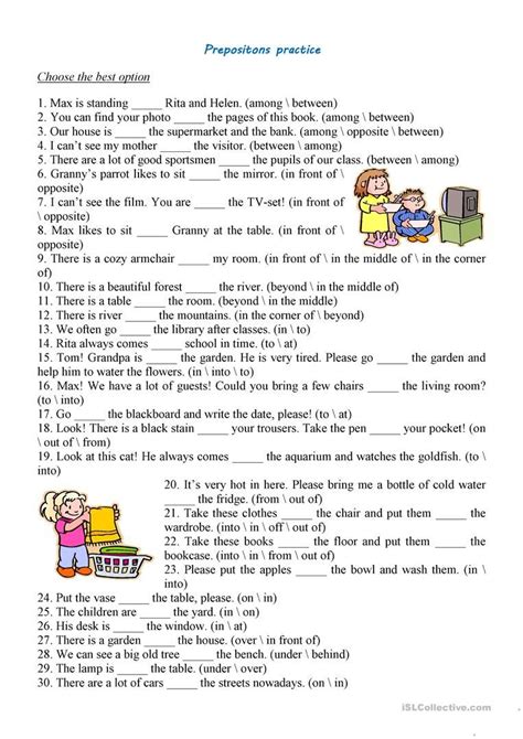 printable preposition worksheets learning   read