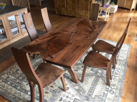 walnut dining table  chairs etsy