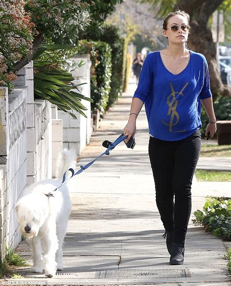 Olivia Wilde Reveals Her Bump In Designer Casual Wear While Walking Her