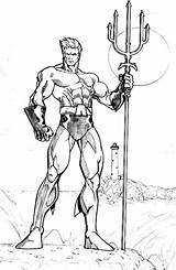 Aquaman Coloring Pages Drawing Popular Pose Getdrawings sketch template