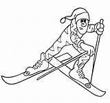 Cross Country Coloring Skiing Pages Winter Skier Olympics Olympic Race sketch template