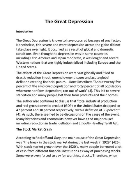 great depression research paper sample  research paper