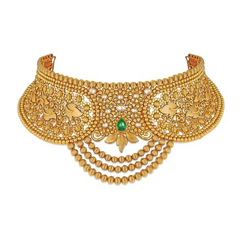 buy gold choker necklace  gold choker set designs  azva
