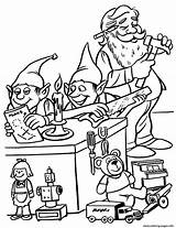 Santa Coloring Christmas Elves Pages Printable Color Print Book sketch template