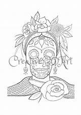 Catrina Frida Muertos Cahlo Calavera sketch template