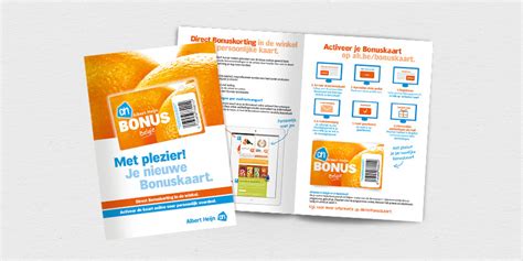 uitdeelset met informatie  de nieuwe bonuskaart voor ah belgie klanten  gevouwen naar
