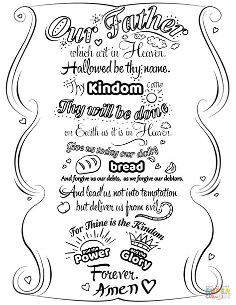 printable lord  prayer coloring pages printable word searches