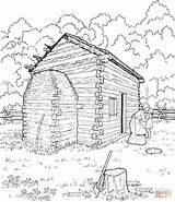 Cabin Log Lincoln Coloring Abraham Pages Printable Woods Color Adult Clipart House Kids Abe Supercoloring Washington Sheets Template George sketch template