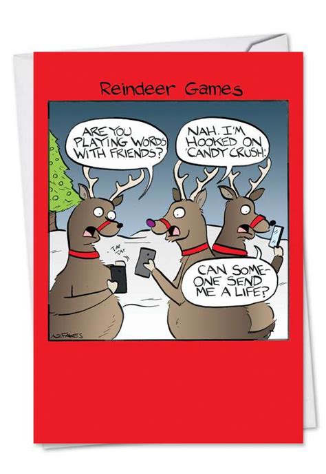 Reindeer Games Cartoons Christmas Greeting Card Nate Fakes