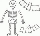 Skeleton Coloring Pages Halloween Kids Drawing Easy Printable Scary Print Color Bats Dessin Clipart Template Squelette Facile Drawings Skeletons Coloriage sketch template