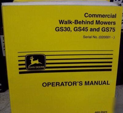 john deere gs gs gs mower operators manual