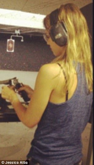 Jessica Alba Gets Some Target Practice At Los Angeles Firing Range As