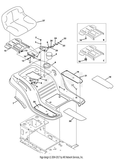 mtd ams     parts diagram  seat fender