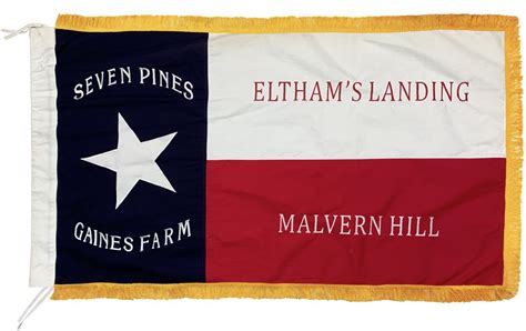 st texas infantry regiment flag  sewn cotton  gold fringe