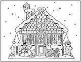 Coloring Gingerbread House Christmas Painting sketch template