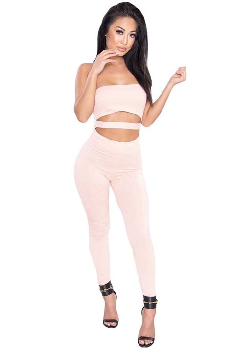 women sexy pink cut out bodycon strapless jumpsuit online store for