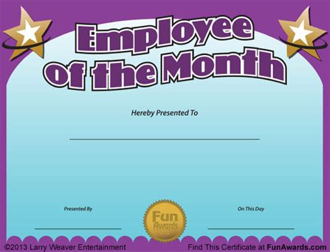 employee   month certificate template  picture