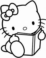 Coloring Easy Pages Kitty Hello Kids sketch template