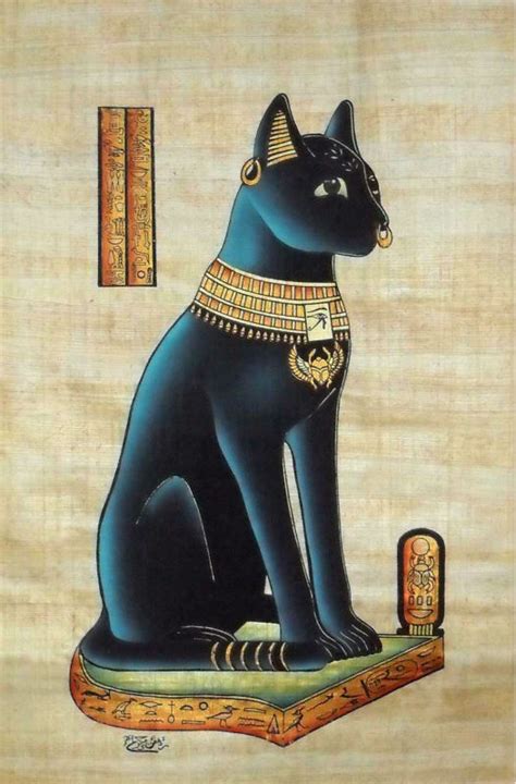 Egyptian Papyrus Paintings Goddess Bastet Cat Buy Egyptian Papyrus