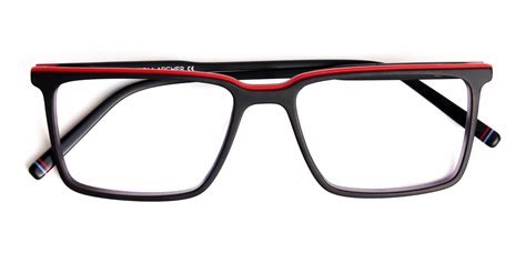designer black and red rectangular glasses specscart ®