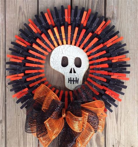 double halloween clothespin wreath craft ideas