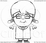 Scientist Girl Happy Clipart Cartoon Outlined Coloring Vector Thoman Cory Angry Royalty Clipartof sketch template