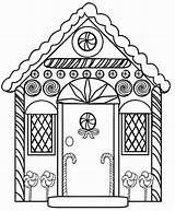 Gingerbread House Coloring Pages Printable Entrance Grand sketch template