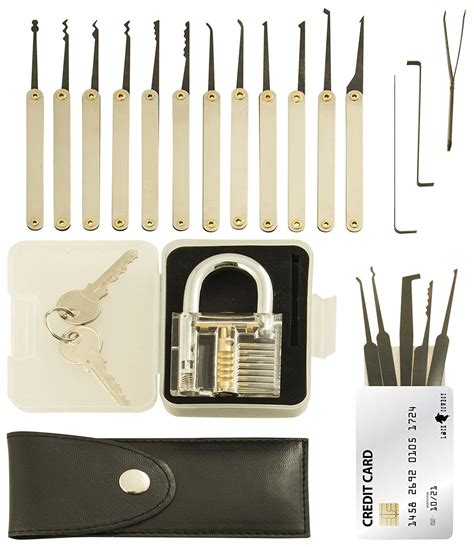 piece lock pick set  transparent padlock  credit card lock
