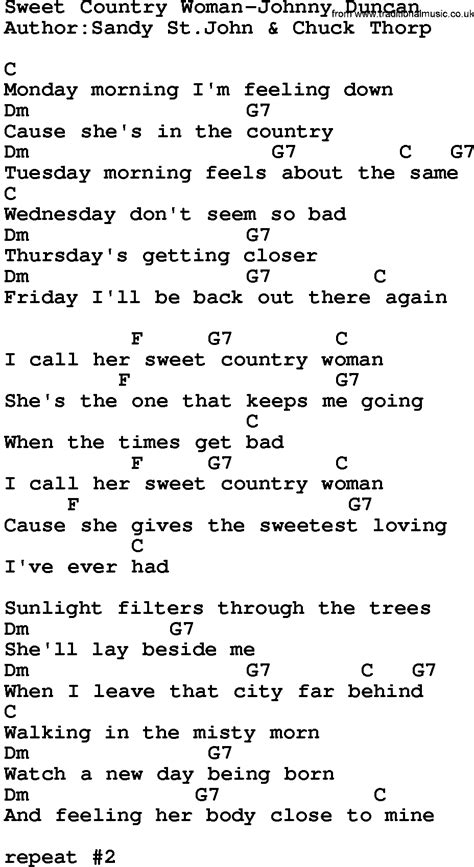 country music sweet country woman johnny duncan lyrics and