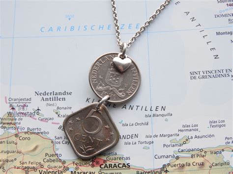 netherlands antilles coin necklacekeychain   designs curacao aruba bonaire st