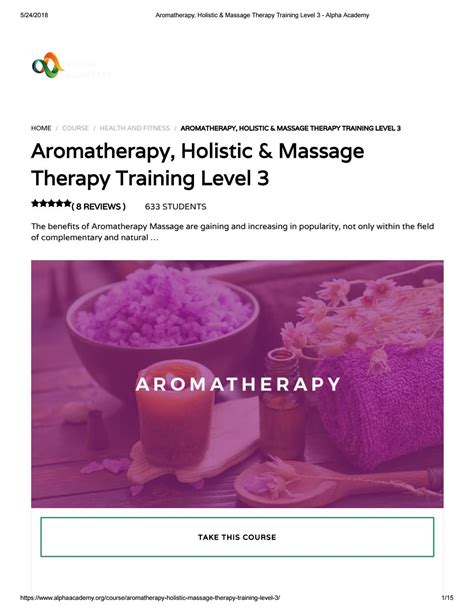 aromatherapy holistic and massage therapy training level