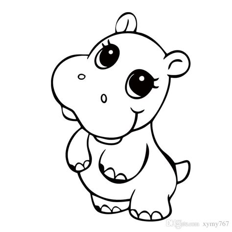 cute hippo drawing  getdrawingscom   personal  cute