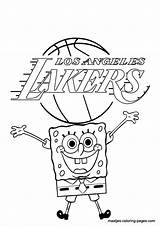 Coloring Pages Lakers Los La Angeles Nba Spongebob Basketball Color Popular Print Printable Getcolorings Library Clipart Coloringhome sketch template
