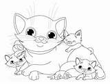 Coloring Cat Pages Kittens Cute Mother Kids Printable Adults Printables sketch template