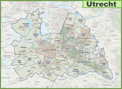 map  utrecht province  cities  towns ontheworldmapcom