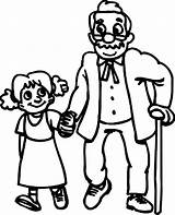 Helping Others Coloring Pages Walking Drawing Oldies Children Grandfather Color Serving People Kids Cartoon Clipart Colouring Drawings Easy Sheet Getdrawings sketch template