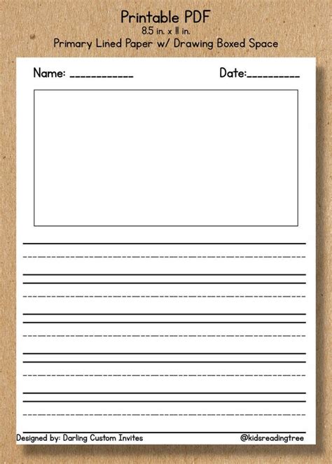 writing paper  picture space printable penmanship paper