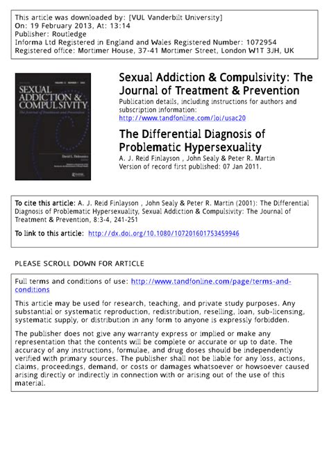 pdf the differential diagnosis of problematic hypersexuality