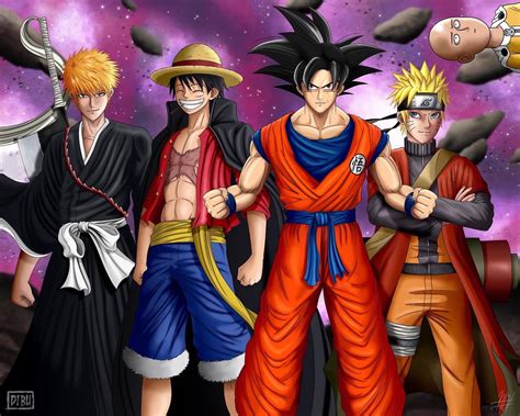 dibujonico  twitter son goku luffy naruto  ichigo los tres