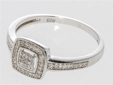 sterling silver square diamond ring tcw size  fine jewelry