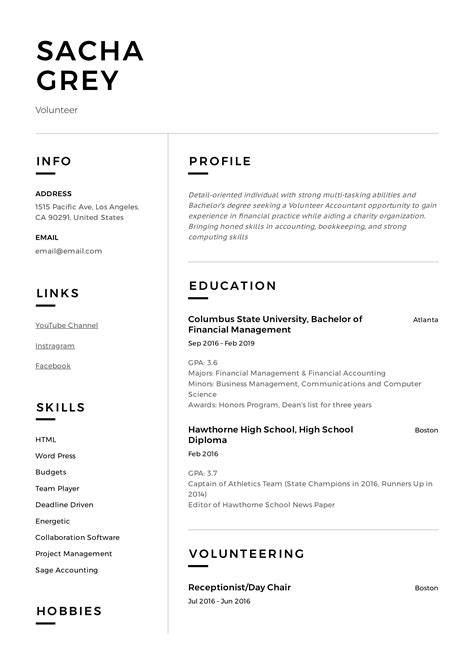 volunteer resume examples guide