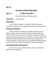 rc ii docx rc ii  emotional skillsregulation age   conflict resolution playtime