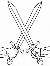 Coloring Swords Pages People sketch template