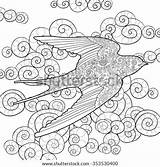 Swallow Antistress Doodle Drawn Coloring Vector Hand Adult Happy Details High Shutterstock Footage Vectors Illustrations Music Search sketch template