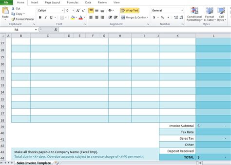 sales invoice template  excel excel tmp