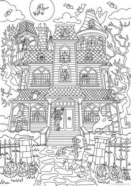 holidays scary house printable adult coloring pages  favoreads