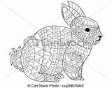 Coloring Rabbit Adults Vector Adult Bunny Hare Style Illustration Zentangle Stress Anti Lines Pet Drawings Clip Drawing Line sketch template